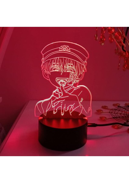 Tuvalet Bağlı Hanako Kun Tbhk Yatak Odası Için LED 3D Illusion Lamba Manga Gece Işıkları Anime Aksiyon Figürleri Dekorasyon Çocuk Hediyesi (Siyah Taban 16 Renk, 01) (Yurt Dışından)