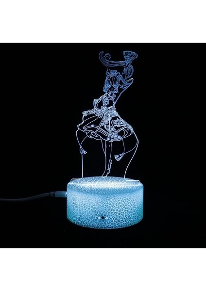 Genshin Darbe Kamisato Ayaka Anime Figürü 3D LED Gece Lambası Yatak Odası Için Lav Lambası Manga Odası Dekor Çocuk Noel Hediyesi (Yurt Dışından)