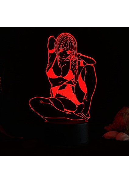 Anime Zero Two Darling In The Franxx 3D Gece Lambası Renkli Uzaktan Kumanda Dokunmatik USB Garip LED Masa Lambası Rgb (Yurt Dışından)