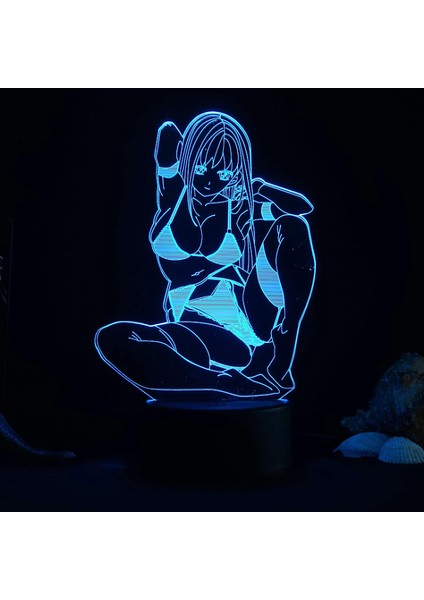 Anime Zero Two Darling In The Franxx 3D Gece Lambası Renkli Uzaktan Kumanda Dokunmatik USB Garip LED Masa Lambası Rgb (Yurt Dışından)