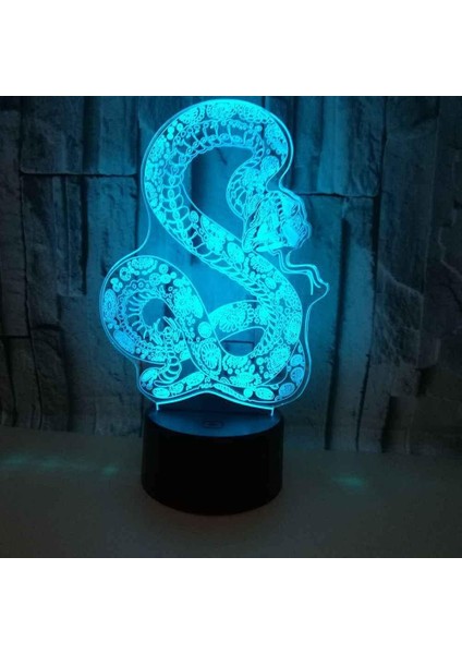 LED Gece Işığı Yılan Şekli 3D Lamba Optik Illusiontouch Anahtarı Başucu Lambası 16 Renk Değiştirme LED Lambalar En Iyi Kız Erkek Oyuncakları Yeni Yıl Doğum Günü Için Hediyeler (Yurt Dışından)