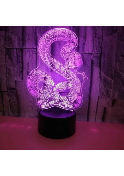LED Gece Işığı Yılan Şekli 3D Lamba Optik Illusiontouch Anahtarı Başucu Lambası 16 Renk Değiştirme LED Lambalar En Iyi Kız Erkek Oyuncakları Yeni Yıl Doğum Günü Için Hediyeler (Yurt Dışından) fırsatları