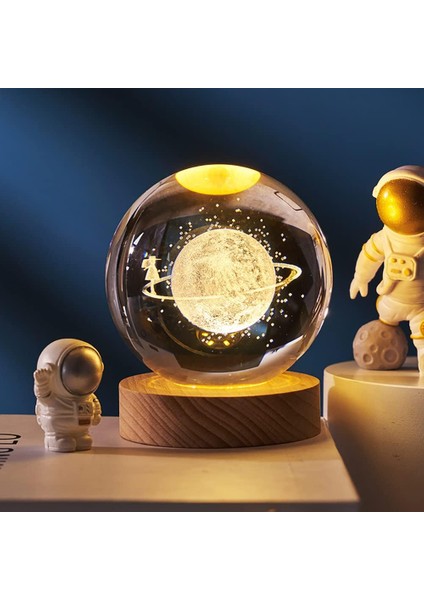 LED Lamba Tabanlı 3D Kristal Top, Çocuk Gece Lambası 3D Şeffaf Aydınlık Kristal Top Süs Ev Dekorasyonu Için USB Şarj Edilebilir Erkekler Kızlar Için Hediye Bilim Astronomi Aşıklar (Yurt Dışından)