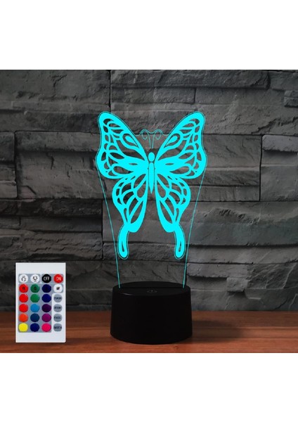 Çocuklar Için Gece Lambası 3D Kelebek LED Lamba Uzaktan Kumanda ile 16 Renk Değiştirme Noel Doğum Günü Hediyesi Çocuk Için (Yurt Dışından)