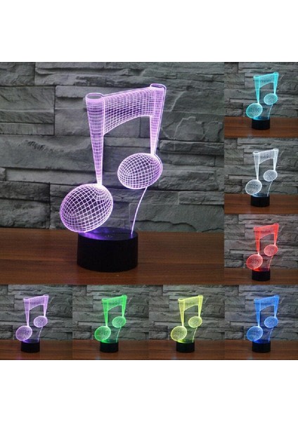 Çocuklar Ev Hediyeleri 7 Renkli Görsel Dokunmatik Lamba Müzik Notu 3D LED Gece Işıkları Aksesuarı (Yurt Dışından) fırsatları