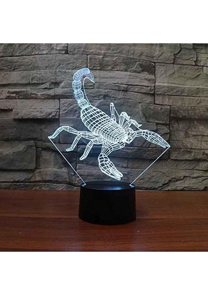 Hayvan Akrep Lamba Çocuklar Için 3D Gece Lambası, 16 Renk Değiştirmeli ve Uzaktan Kumandalı 3D Illüzyon Lambası, Erkek ve Kız Doğum Günü Hediyesi (Yurt Dışından)