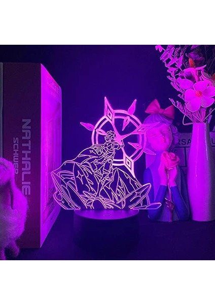 Genshin Etki Oyunu 3D Erkek Için Gece Lambası 16 Renkler Kız Odası Dekoru Illusion LED Lamba USB Oyunu Raiden Shogun Şekil Uygun Çocuklar Fanlar Noel Hediyeleri (Yurt Dışından)
