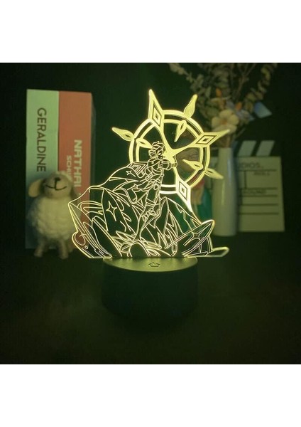 Genshin Etki Oyunu 3D Erkek Için Gece Lambası 16 Renkler Kız Odası Dekoru Illusion LED Lamba USB Oyunu Raiden Shogun Şekil Uygun Çocuklar Fanlar Noel Hediyeleri (Yurt Dışından)