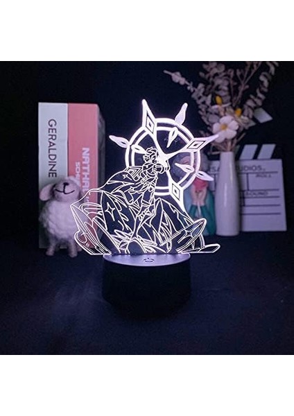 Genshin Etki Oyunu 3D Erkek Için Gece Lambası 16 Renkler Kız Odası Dekoru Illusion LED Lamba USB Oyunu Raiden Shogun Şekil Uygun Çocuklar Fanlar Noel Hediyeleri (Yurt Dışından)