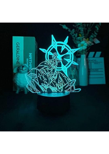 Genshin Etki Oyunu 3D Erkek Için Gece Lambası 16 Renkler Kız Odası Dekoru Illusion LED Lamba USB Oyunu Raiden Shogun Şekil Uygun Çocuklar Fanlar Noel Hediyeleri (Yurt Dışından)