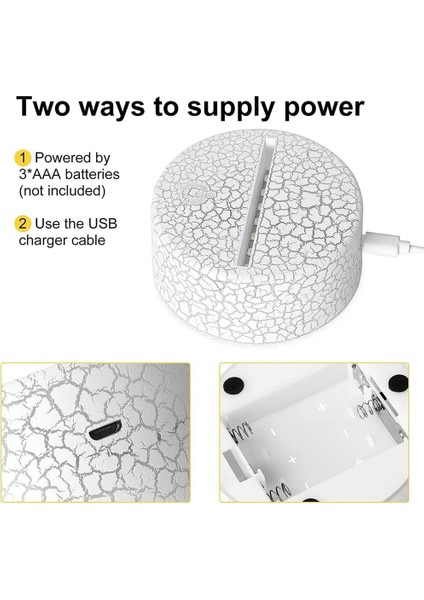 3D Gece LED Işık Lamba Tabanı + Uzaktan Kumanda + USB Kablosu, Akrilik Çatlak Için 16 Renk Işık Gösterisi Ekran Standı (Yurt Dışından) modelleri