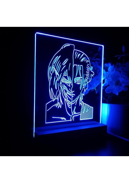 Attacks On Titan Aot Anime Gece Işığı 3D Illüzyon Lambası 7 Renk Değişimi 4 Aydınlatma Modu USB Gücü, Çok Renkli (Yurt Dışından)