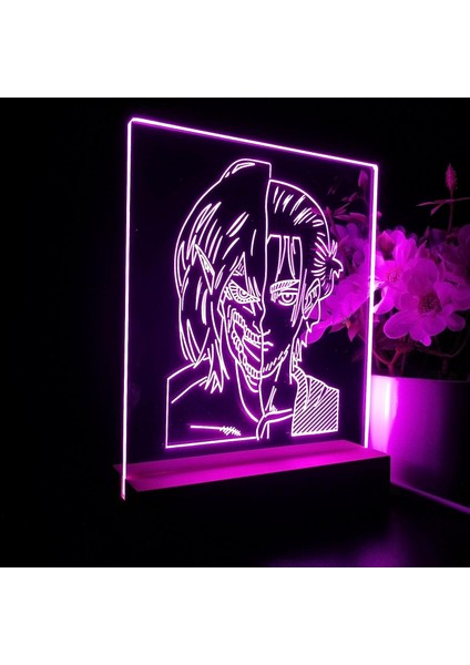 Attacks On Titan Aot Anime Gece Işığı 3D Illüzyon Lambası 7 Renk Değişimi 4 Aydınlatma Modu USB Gücü, Çok Renkli (Yurt Dışından)