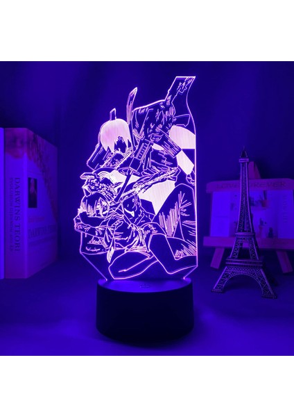 Anime LED Işık Testere Adam Yatak Odası Dekorasyon Gece Lambası Doğum Günü Hediyesi Odası Dekor Masa 3D Lamba Testere Adam (Yurt Dışından)