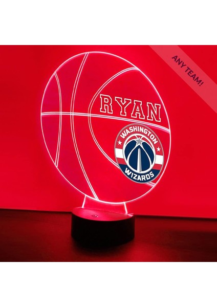 Washington Basketbol Sihirbazları Spor Gece Işığı Masa Masa Lambası Spor Kask LED El Yapımı Uzaktan Kumanda ile Kişiselleştirilmiş Büyük Hediye (Yurt Dışından)
