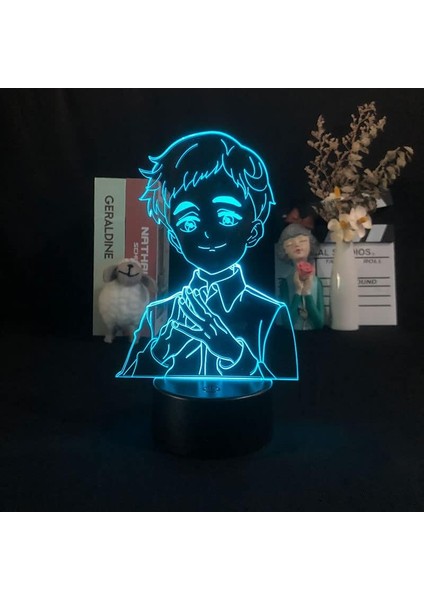 Anime Hayranları Için Vaat Edilen Neverlanded 3D Nightlight 16 Renk Dekor Illusion Uzaktan Kumandalı LED Lamba, Manga Vaat Edilen Neverland Şekil Noel Hediyesi Oyuncaklar Çocuklar/ (Yurt Dışından)