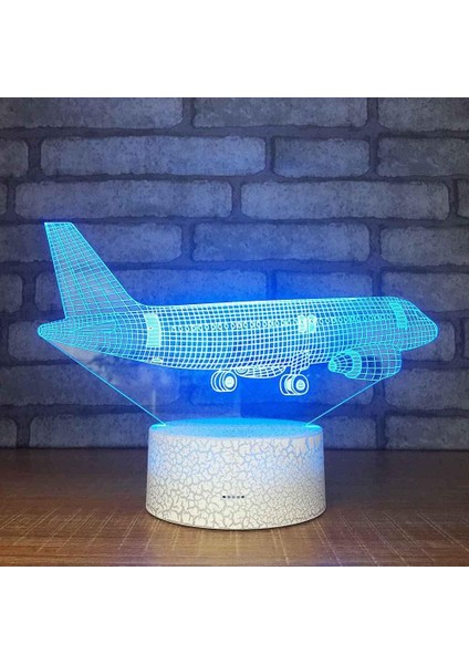 Gece Işığı 3D Illüzyon Lambası Uçak Modeli Masa Işıkları Kısılabilir 16 Renk Değiştiren Akıllı Dokunuş, Ev Yatak Odası Dekor Lambası Kız Erkek Çocuklar Için Doğum Günü Yeni Yıl Fes (Yurt Dışından)