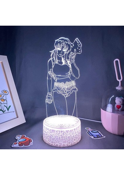 Siyah Lagün Anime 3D Erkek Için Gece Lambası 16 Renk Kız Odası Dekoru Illusion LED Lamba USB Manga Revy Şekil Uygun Çocuklar Hayranlar Noel Hediyeleri (Lav Lambası) (Yurt Dışından)