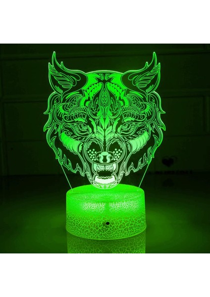 3D Kaplan Aslan Gece Işığı Lambası Illusion Gece Lambası 7 Renk Değiştirme Dokunmatik Anahtar Masa Masası Dekorasyon Lambaları Hediye Akrilik Düz Abs Taban USB Kablosu Oyuncak (Yurt Dışından)