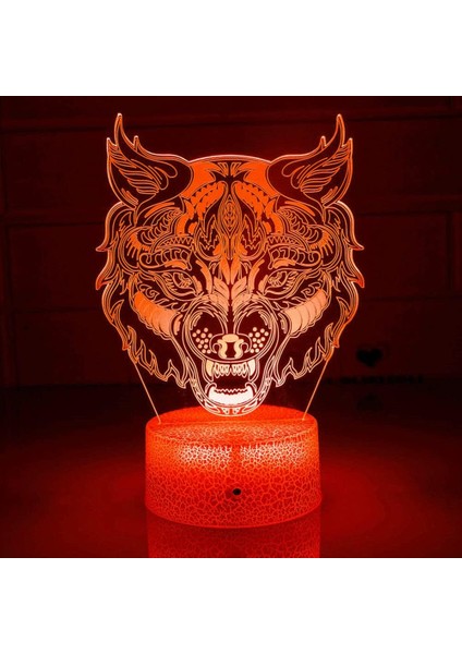 3D Kaplan Aslan Gece Işığı Lambası Illusion Gece Lambası 7 Renk Değiştirme Dokunmatik Anahtar Masa Masası Dekorasyon Lambaları Hediye Akrilik Düz Abs Taban USB Kablosu Oyuncak (Yurt Dışından)