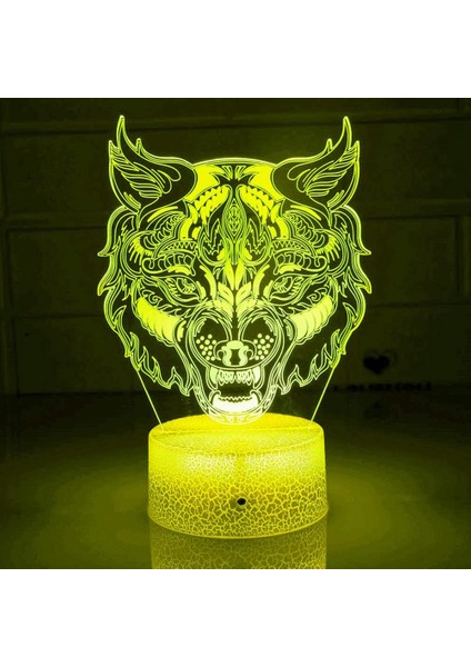 3D Kaplan Aslan Gece Işığı Lambası Illusion Gece Lambası 7 Renk Değiştirme Dokunmatik Anahtar Masa Masası Dekorasyon Lambaları Hediye Akrilik Düz Abs Taban USB Kablosu Oyuncak (Yurt Dışından)