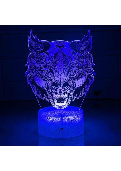 3D Kaplan Aslan Gece Işığı Lambası Illusion Gece Lambası 7 Renk Değiştirme Dokunmatik Anahtar Masa Masası Dekorasyon Lambaları Hediye Akrilik Düz Abs Taban USB Kablosu Oyuncak (Yurt Dışından)