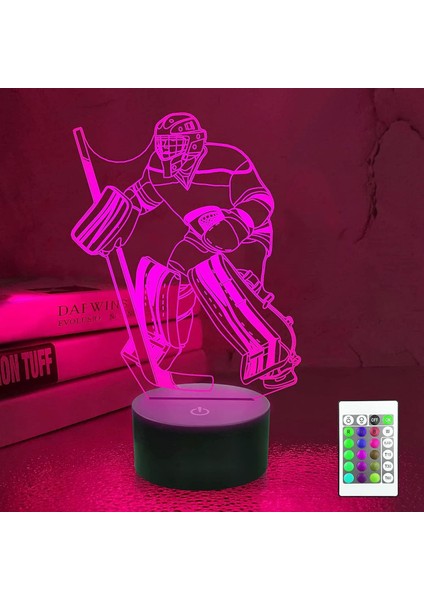 3D Buz Hokeyi Oyuncusu Gece Işığı Lambası Illusion Gece Lambası 16 Renk Değiştirme Masası Masa Dekorasyon Lambaları Hediye Akrilik Düz Abs Taban USB Kablosu Oyuncak (Yurt Dışından) fiyatları