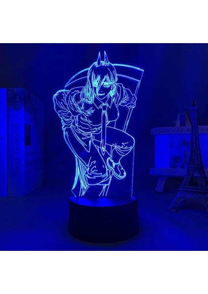 Testere Adam Anime 3D Gece Lambası Boy Için 16 Renkler Kız Odası Dekor Illusion LED Lamba USB Manga Pochita Şekil Uygun Çocuklar Fanlar Noel Hediyeleri (Yurt Dışından)