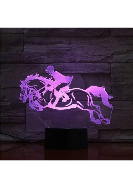 3D Lamba At Yarışı Binicilik Aile Için En Iyi Mevcut Dokunmatik Sensör LED Gece Lambası Lambası Festivali Hediye (Yurt Dışından) fiyatları