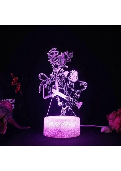 Genshin Darbe Oyunu 3D Erkek Için Gece Lambası 16 Renk Kız Odası Dekoru Illusion LED Lamba USB Oyunu Raiden Shogun Şekil Uygun Çocuklar Hayranlar Noel Hediyeleri (Crack) (Yurt Dışından)