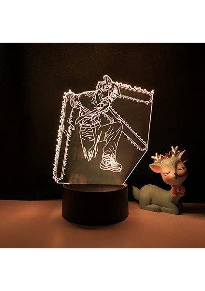 3D LED Lamba Anime Testere Adam Yatak Odası Dekorasyon Gece Lambası Çocuklar Için Doğum Günü Hediyesi Manga Testere Adam LED Gece Lambası Başucu (Yurt Dışından)