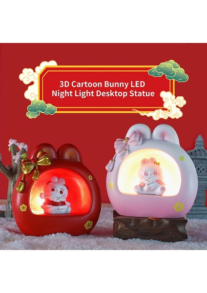 Çocuklar Için Gece Lambası, Bunny Başucu Lambası, Karikatür Dekoratif Reçine 3D Karikatür Tavşan Tavşan LED Gece Lambası Masaüstü Heykeli Kawaii Hediye Kırmızı (Yurt Dışından) fiyatları