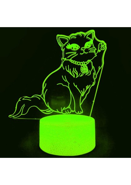 3D Kedi Gece Işığı Lambası Illusion Gece Lambası 7 Renk Değiştirme Dokunmatik Anahtar Masa Masa Dekorasyon Lambaları Hediye Akrilik Düz Abs Taban USB Kablosu Oyuncak (Yurt Dışından)