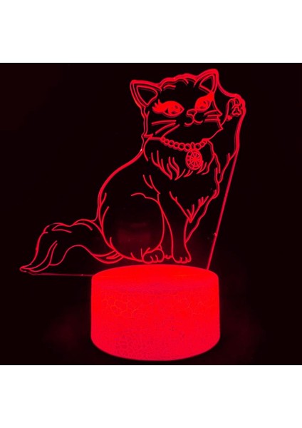 3D Kedi Gece Işığı Lambası Illusion Gece Lambası 7 Renk Değiştirme Dokunmatik Anahtar Masa Masa Dekorasyon Lambaları Hediye Akrilik Düz Abs Taban USB Kablosu Oyuncak (Yurt Dışından)