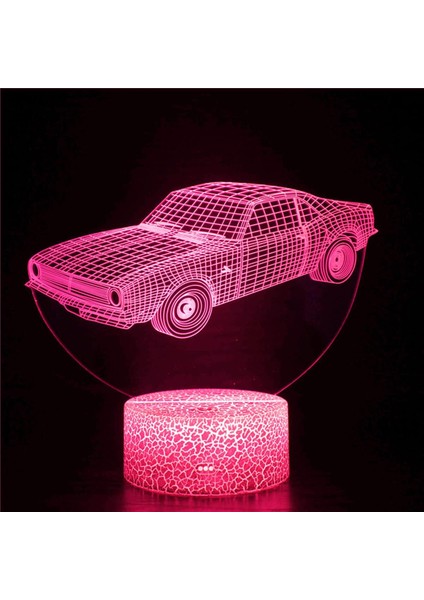 3D Araba Yarışı Gece Işığı Lambası Illusion Gece Lambası 7 Renk Değiştirme Dokunmatik Anahtarı Masa Masası Dekorasyon Lambaları Akrilik Düz Abs Tabanlı USB Kablosu Oyuncakla Hediye (Yurt Dışından)