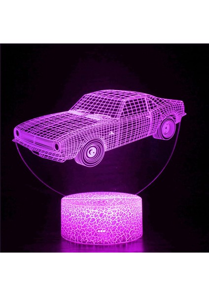 3D Araba Yarışı Gece Işığı Lambası Illusion Gece Lambası 7 Renk Değiştirme Dokunmatik Anahtarı Masa Masası Dekorasyon Lambaları Akrilik Düz Abs Tabanlı USB Kablosu Oyuncakla Hediye (Yurt Dışından)
