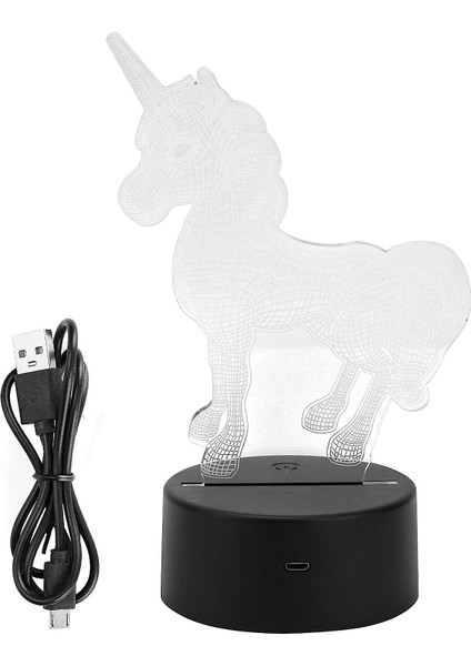 Çocuklar Için 3D Gece Lambası Dokunmatik Anahtar USB Pil 3D Gece Lambası 3 Desen 7 Renk Değişimi Dokunmatik Anahtar USB Pil Dekor Gece Lambası (Yurt Dışından)