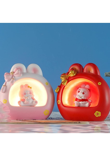 Çocuklar Için Gece Lambası, Bunny Başucu Lambası, Karikatür Dekoratif Reçine 3D Karikatür Tavşan Tavşan LED Gece Lambası Masaüstü Heykeli Kawaii Hediye Kırmızı (Yurt Dışından) indirimleri