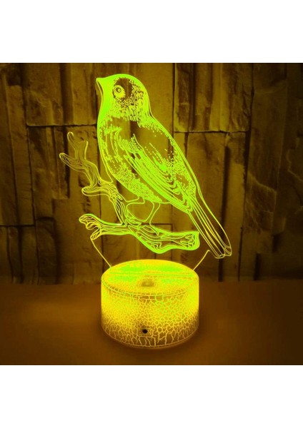 3D Kuş Gece Lambası Masa Danışma Optik Illusion Lambalar 7 Renk Değiştirme Işıkları LED Masa Lambası Noel Ev Aşk Doğum Günü Çocuk Çocuk Dekor Oyuncak Hediye (Yurt Dışından)