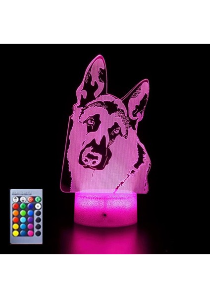 3D Kurt Köpek Gece Lambası Illusion Gece Lambası 16 Renk Değiştirme Masa Masa Dekorasyon Lambaları Hediye Akrilik Düz Abs Taban USB Kablosu Oyuncak (Yurt Dışından)