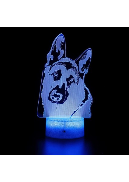 3D Kurt Köpek Gece Lambası Illusion Gece Lambası 16 Renk Değiştirme Masa Masa Dekorasyon Lambaları Hediye Akrilik Düz Abs Taban USB Kablosu Oyuncak (Yurt Dışından)