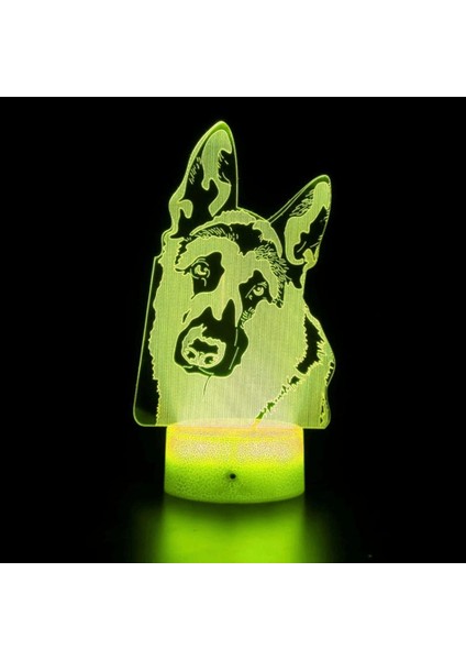 3D Kurt Köpek Gece Lambası Illusion Gece Lambası 16 Renk Değiştirme Masa Masa Dekorasyon Lambaları Hediye Akrilik Düz Abs Taban USB Kablosu Oyuncak (Yurt Dışından)