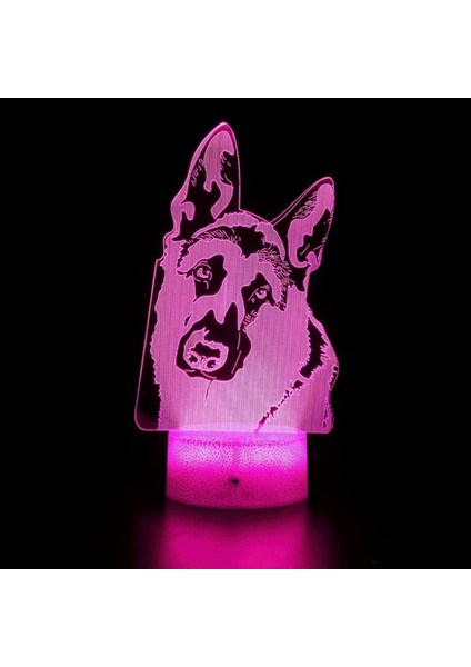 3D Kurt Köpek Gece Lambası Illusion Gece Lambası 16 Renk Değiştirme Masa Masa Dekorasyon Lambaları Hediye Akrilik Düz Abs Taban USB Kablosu Oyuncak (Yurt Dışından)