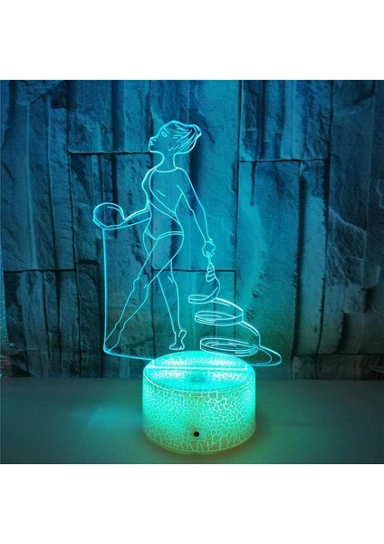 3D Jimnastik Gece Işığı Lambası Illusion Gece Işığı 7 Renk Değiştirme Dokunmatik Anahtar Masa Masa Dekorasyon Lambaları Hediye Akrilik Düz Abs Taban USB Kablosu Oyuncak (Yurt Dışından)