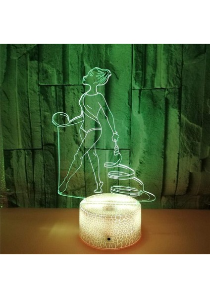 3D Jimnastik Gece Işığı Lambası Illusion Gece Işığı 7 Renk Değiştirme Dokunmatik Anahtar Masa Masa Dekorasyon Lambaları Hediye Akrilik Düz Abs Taban USB Kablosu Oyuncak (Yurt Dışından)