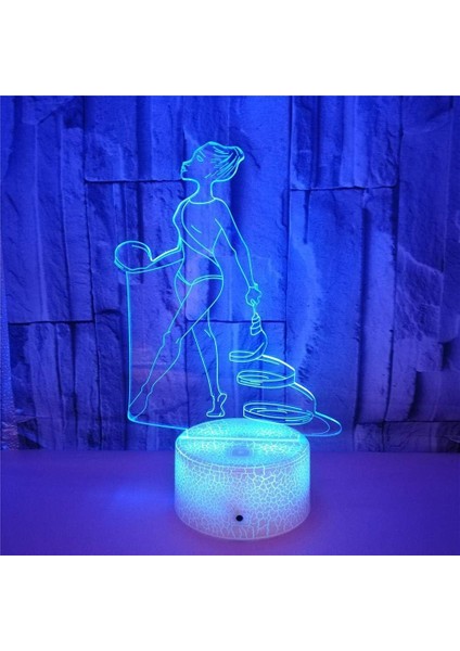 3D Jimnastik Gece Işığı Lambası Illusion Gece Işığı 7 Renk Değiştirme Dokunmatik Anahtar Masa Masa Dekorasyon Lambaları Hediye Akrilik Düz Abs Taban USB Kablosu Oyuncak (Yurt Dışından)
