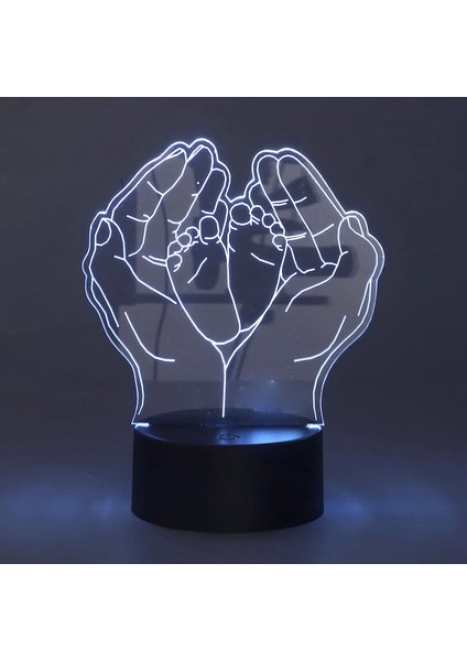 3D Gece Lambası 7 Renk Dokunmatik Kontrol 3D Eşsiz Eller Destekleyen Ayak Tasarımı USB Şarj, Çocuklar Için Akülü Gece Lambası Serin Oda Iç Dekorasyon (Yurt Dışından)