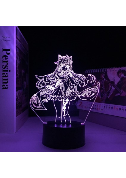 Genshin Etki Oyunu 3D Erkek Için Gece Lambası 16 Renkler Kız Odası Dekoru Illusion LED Lamba USB Oyunu Raiden Shogun Şekil Uygun Çocuklar Fanlar Noel Hediyeleri (Yurt Dışından) fırsatları