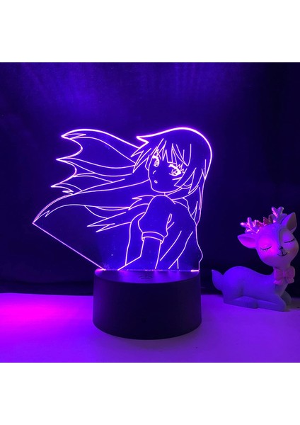 Anime LED Işık Bakemonogatari Yatak Odası Dekoru Için Gece Lambası Manga Çocuk Doğum Günü Hediyesi Odası Anime 3D Lamba Bakemonogatari (Yurt Dışından)