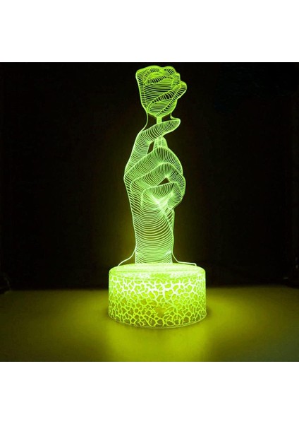 3D Gül Çiçek Gece Lambası LED Lamba Illusion 7 Renk Değiştirme Dokunmatik Anahtar Masa Masa Dekorasyon Lambaları Doğum Günü Hediyesi Akrilik Taban USB Kablosu Oyuncak (Yurt Dışından)